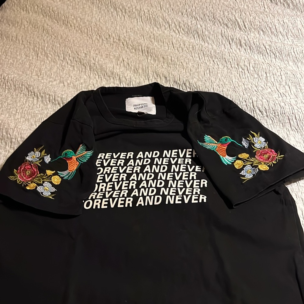 Vintage Profound Aesthetic t-shirt with embroidered sleeves size S